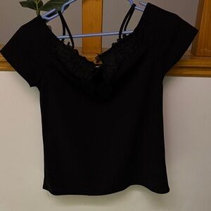 Maurices Black Floral Lace Women's Blouse